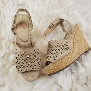 MARC FISHER Espadrille Suede Platform Wedge Sandals Women's Size 8.5